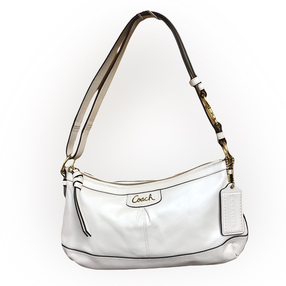 Coach Handbags - Coach White and Black Leather Shoulder Bag